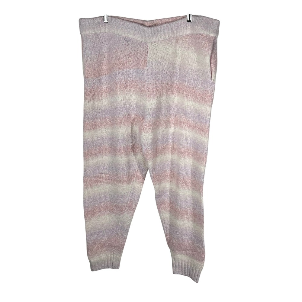G.I.L.I. Pink Purple‎ Striped Knit Jogger Lounge Pants Plus Size 1X High Rise